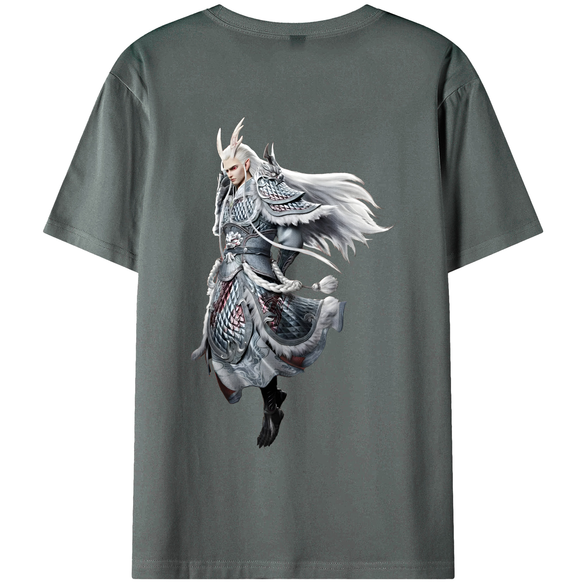 （画像用） Ne Zha 2 ナタ 魔童の大暴れ 綿100％ メンズ半袖Tシャツ（バックプリント） 通気性